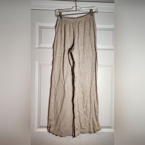 Real Clothes Saks Fifth Avenue Beige Linen Blend Pull On Pants Minor Stain S